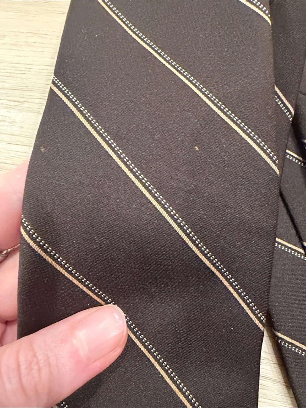 Yves Saint Laurent Brown Diagonal Stripe Silk Tie